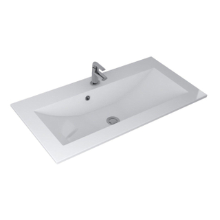 Sanicare q4 lavabo 99.2x45.2cm 1 trou pour robinet avec trop-plein rectangle marbre minéral blanc