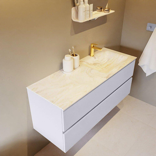 Mondiaz VICA-DLUX ensemble de meuble de salle de bain - 120cm - meuble sous-vasque cale - 2 tiroirs - lavabo encastré cloud droite - 1 trou de robinet - version haute de 60cm - ostra