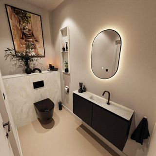 MONDIAZ TURE-DLUX Meuble toilette - 100cm - Urban - EDEN - vasque Ostra - position centrale - 1 trou de robinet