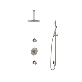 Hotbath Buddy IBS Regendoucheset - 15cm plafondarm - 25cm ronde hoofddouche - staafhanddouche - glijstang - geborsteld nikkel