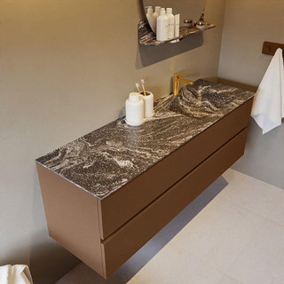 Mondiaz VICA-DLUX ensemble de meuble de salle de bain - 150cm - meuble sous-vasque reposant - 2 tiroirs - lavabo encastré cloud droite - 1 trou de robinet - version haute de 60cm - lave