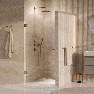 BRAUER Void Carving Nisdeur - 100x200cm - draaideur - glascoating - omkeerbaar - helder glas - geborsteld goud PVD