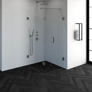 BRAUER Create Cabine de douche carrée en 3 parties 90x90cm sans profilé avec verre de sécurité anticalcaire 8mm Inox brossé