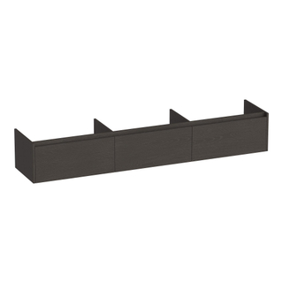 BRAUER Embrace wastafelonderkast - 219.8x35x45.5cm - met 3 softclose lades - greeploos - 0 sifon uitsparingen - Timber Anthracite