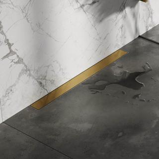 Brauer Douchegoot - 70x7.5cm - muurflens - tegelinlegrooster omkeerbaar - RVS - geborsteld goud