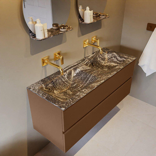 Mondiaz VICA-DLUX ensemble de meuble de salle de bain - 120cm - meuble sous-vasque reposant - 2 tiroirs - lavabo encastrée cloud double - sans trous de robinet - version haute de 60cm - lave