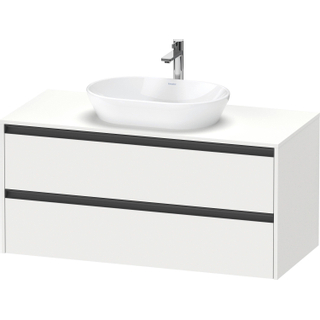 Duravit ketho 2 meuble sous lavabo avec plaque console et 2 tiroirs 120x55x56.8cm avec poignées blanc anthracite mat