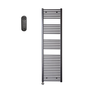 Sanicare HVS Elektrische Radiator - 172x45cm - 920W - met afstandsbediening - thermostaat - chroom - linksonder - gunmetal (antraciet)
