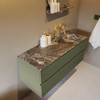 Mondiaz VICA-DLUX ensemble de meuble de salle de bain - 120cm - meuble sous-vasque armée - 2 tiroirs - lavabo encastré nuage droite - sans trous de robinet - version haute 60cm - lave