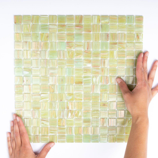 The Mosaic Factory Amsterdam carrelage mosaïque 32.2x32.2cm pour mur et sol intérieur et extérieur carré verre vert clair
