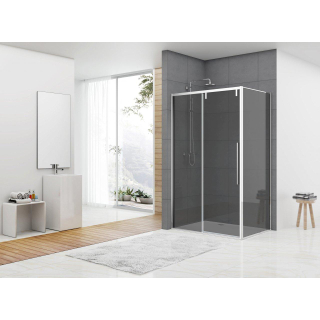 Van Rijn Products ST06 porte coulissante Softclose avec verre fumé de 8 mm 138,5x200 cm pour combinaison avec mur incluant poignée chrome