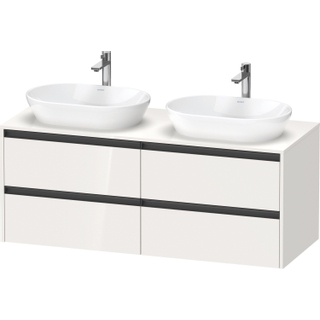 Duravit ketho 2 meuble sous lavabo avec plaque console avec 4 tiroirs pour lavabo à droite 140x55x56.8cm avec poignées anthracite taupe super mat