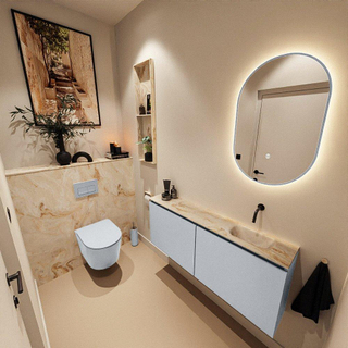 MONDIAZ TURE-DLUX Meuble toilette - 120cm - Clay - EDEN - vasque Frappe - position droite - sans trou de robinet