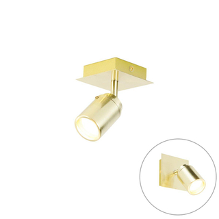 QAZQA Ducha badkamer plafondlamp - 10x10cm - 1 spot - IP44 - vierkant - messing (goud)