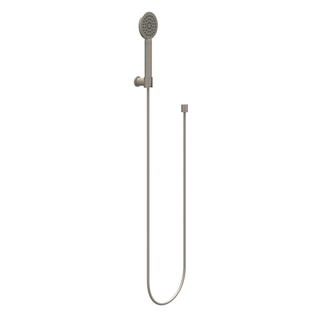 IVY Ensemble de douchette - rond - spray satin - avec support mural réglable - flexible de douche 150 cm - modèle à barre - 120 cm - Nickel brossé PVD