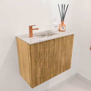 Mondiaz JOYA-DLUX Meuble de salle de bains 50cm - couleur Oak - Vasque FAYE position Gauche 1 trou de robinet couleur Nata.