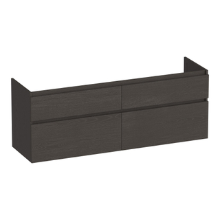 BRAUER Delight meuble sous lavabo - 140x46x60cm - 4 tiroirs à fermeture douce - sans poignée - 2 découpes pour siphon - Bois Anthracite