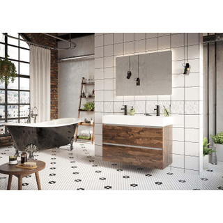 HR meubles de salle de bain Infinity XXL meuble sous lavabo - 80x44.8x65cm - 2 tiroirs - sans poignée avec cadre en aluminium - bleu pétrole mat