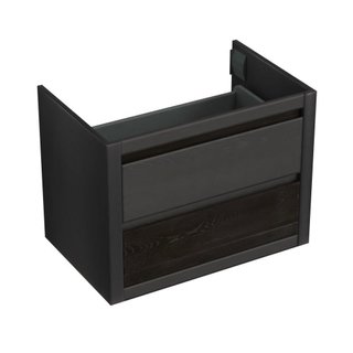 Forzalaqua Gela 2.0 meuble sous lavabo 80x51x60cm avec 2 tiroirs sans poignée à fermeture douce Chêne massif huilé noir