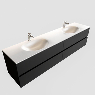 MONDIAZ VICA Ensemble de meuble salle de bain - 200cm - 4 tiroirs - lavabo Moon double - 2 trous de robinet - solid surface urban