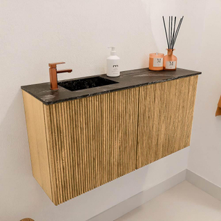 Mondiaz JOYA-DLUX Meuble de salle de bains - 80cm - couleur Chêne - Vasque FAYE position Gauche 1 trou de robinet couleur Lava