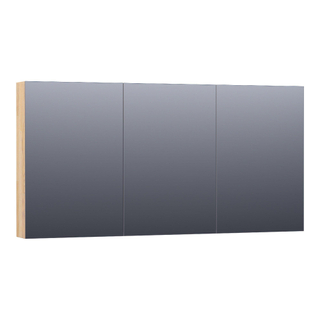 BRAUER Plain Spiegelkast - 140x70x15cm - 3 links- en rechtsdraaiende spiegeldeuren hout - grey oak