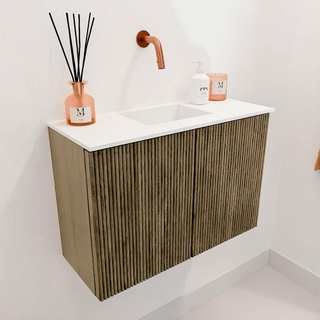 Mondiaz JOYA 60cm meuble de toilette - couleur Dusk - Vasque FAYE position Milieu Sans trou de robinet couleur Talc.