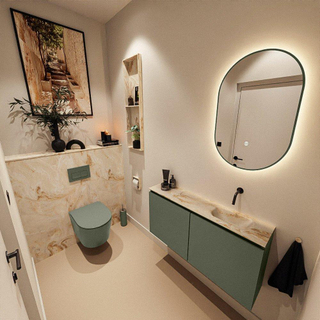 MONDIAZ TURE-DLUX Meuble toilette - 100cm - Army - EDEN - vasque Frappe - position droite - sans trou de robinet