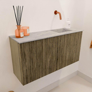 Mondiaz JOYA-DLUX 80cm toiletmeubel - kleur Dusk - Wastafel FAYE positie Rechts Zonder kraangat kleur Glace.