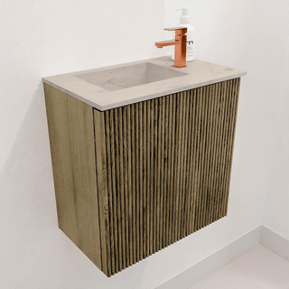 Mondiaz JOYA-DLUX 40cm toiletmeubel - kleur Dusk - Wastafel FAYE positie Links 1 kraangat kleur Opalo.