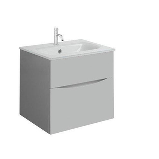 Crosswater Glide II Ensemble de meuble - 50x45x52cm - 2 tiroirs - sans poignées - Storm grey - lavabo blanc - 1 trou de robinet