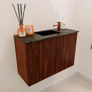 Mondiaz JOYA-DLUX 60cm toiletmeubel - kleur Ruby - Wastafel FAYE positie Midden 1 kraangat kleur Lava.