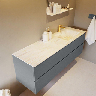 Mondiaz VICA-DLUX ensemble de meuble de salle de bain - 150cm - meuble sous-vasque plata - 2 tiroirs - lavabo encastré cloud droite - 1 trou de robinet - miroir modèle spot - version XL 60cm haut - ostra