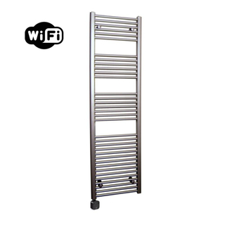 Sanicare HPW Radiateur électrique - 172x45cm - 920W - wifi - thermostat - noir - en bas à gauche - aspect inox (argent)