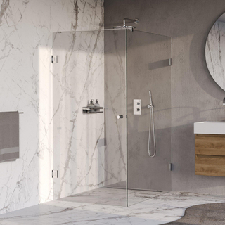 BRAUER Void Carving Cabine de douche - 90x140x200cm - porte battante - revêtement verre - réversible - verre clair - Chrome