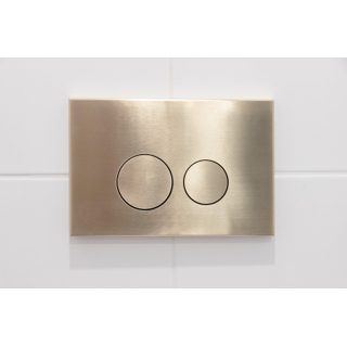 QeramiQ Push Metal Bedieningsplaat - voor Geberit UP320 inbouwreservoir - dualflush - ronde knoppen - metaal goud geborsteld OUTLETSTORE