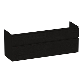 BRAUER Delight wastafelonderkast - 140x46x60cm - 4 softclose lades - greeploos - 2 sifon uitsparingen - Timber Black