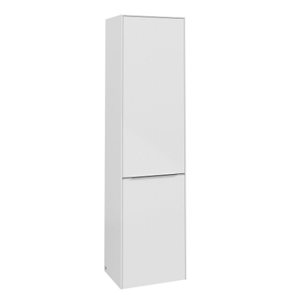 Villeroy & Boch Subway 3.0 Badkamerkast opbouw - 45x35x170cm - 1 rechtsdraaiende softclose deur - aluminium glanzende greep - spaanplaat - brilliant white