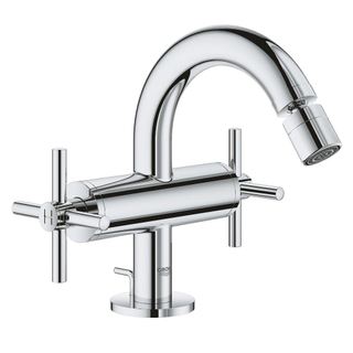 GROHE Atrio Robinet de bidet 1 trou M-size avec bonde de vidage et poignées croix chrome