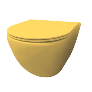 Best Design morrano-49-zonder-spoelrand wandcloset blinde bevestiging incl. zitting mat-geel geel mat