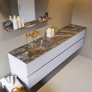 Mondiaz VICA-DLUX ensemble de meuble de salle de bain - 200cm - meuble sous-vasque cale - 4 tiroirs - lavabo encastrée cloud gauche - sans trous de robinet - version haute de 60cm - lave