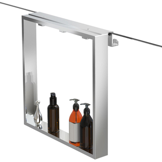 Fortifura Galeria schap met 4 haken - voor douchewand - 50x50x6.5cm - chroom