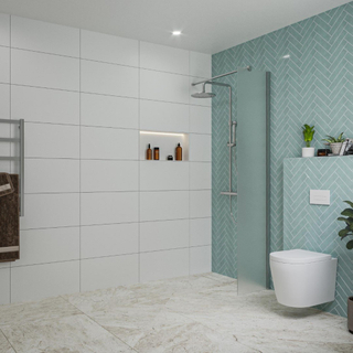 FugaFlow Eccelente Vetro inloopdouche badkamer - 40x200cm - mat glas - wandarm - chroom