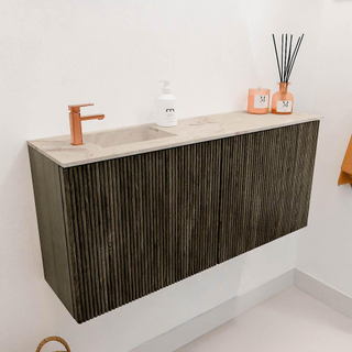 Mondiaz JOYA-DLUX 90cm toiletmeubel - kleur Shadow - Wastafel FAYE positie Links 1 kraangat kleur Frappe.