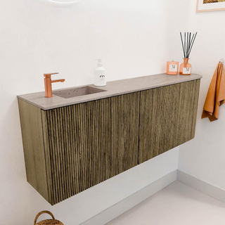 Mondiaz JOYA-DLUX 111.6cm toiletmeubel - ronding rechts kleur Dusk - Wastafel FAYE positie Links 1 kraangat kleur Saba.