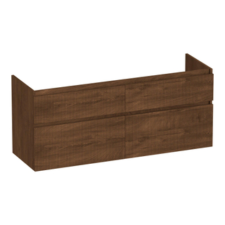 BRAUER Delight Wavy wastafelonderkast 140 4 softclose lades - greeploos - 2 sifon uitsparingen - Forest Cacao