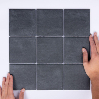 The mosaic factory kasba carreau de mosaïque 9.7x9.7x0.65cm carreaux de sol et muraux pour intérieur et extérieur carré porcelaine noir mat