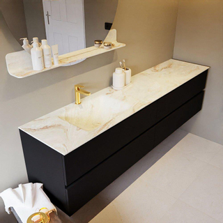 Mondiaz VICA-DLUX ensemble de meuble de salle de bain - 200cm - meuble sous-vasque urbain - 4 tiroirs - lavabo encastré nuage gauche - 1 trou de robinet - version haute de 60cm - frape