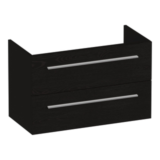 BRAUER Trust meuble sous lavabo peu profond 80 excl. poignées à poser 2 tiroirs softclose et 1 découpe pour le siphon - Bois Noir