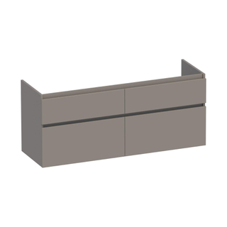 Saniclass Advance Meuble sous-lavabo 139x60x45.5cm sans poignées 4 tiroirs 2 espaces siphon MDF Taupe mat